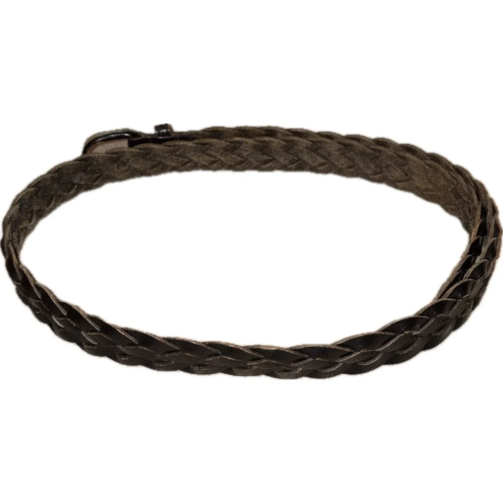 Vintage Braided Full Grain Cowhide Leather Belt Argentina Grunge Black 42